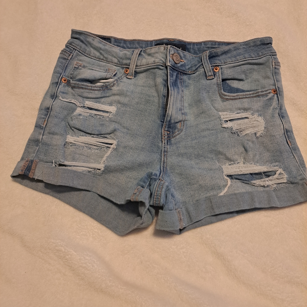 Aeropostale Light Blue Distressed Denim Jean Shorts